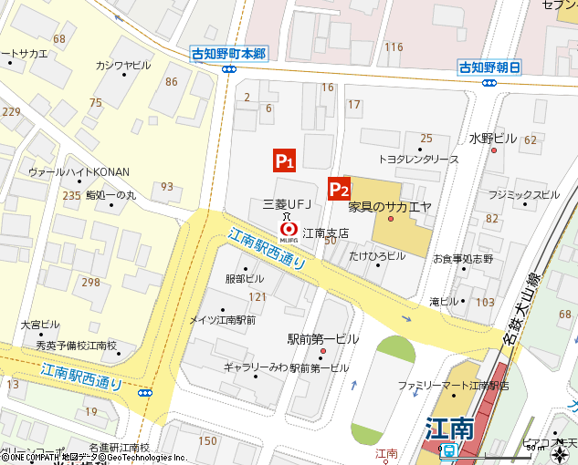 江南支店付近の地図